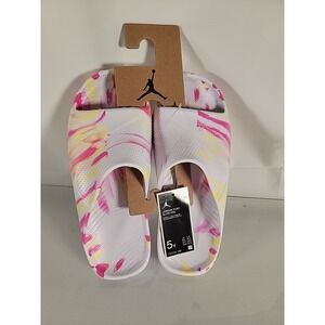 Jordan Big Kids Post Slide Sandals Size 5Y White Fuchsia Orange FZ3154 156